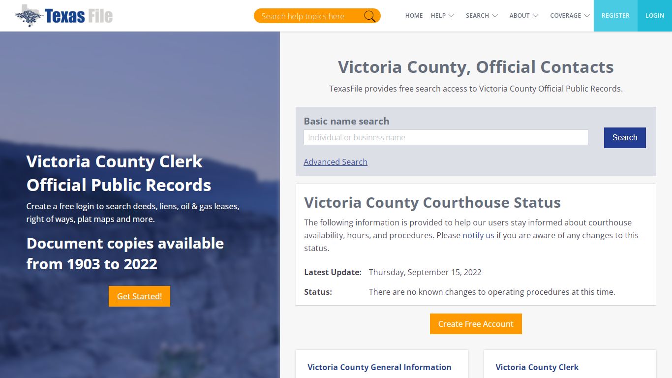 Victoria County Clerk Official Public Records | TexasFile